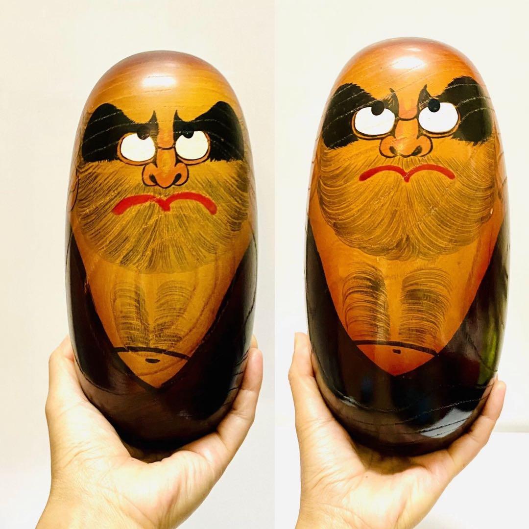 中古 こけし だるま 日本 木製 伝統 人形 6セット コレクション　特大