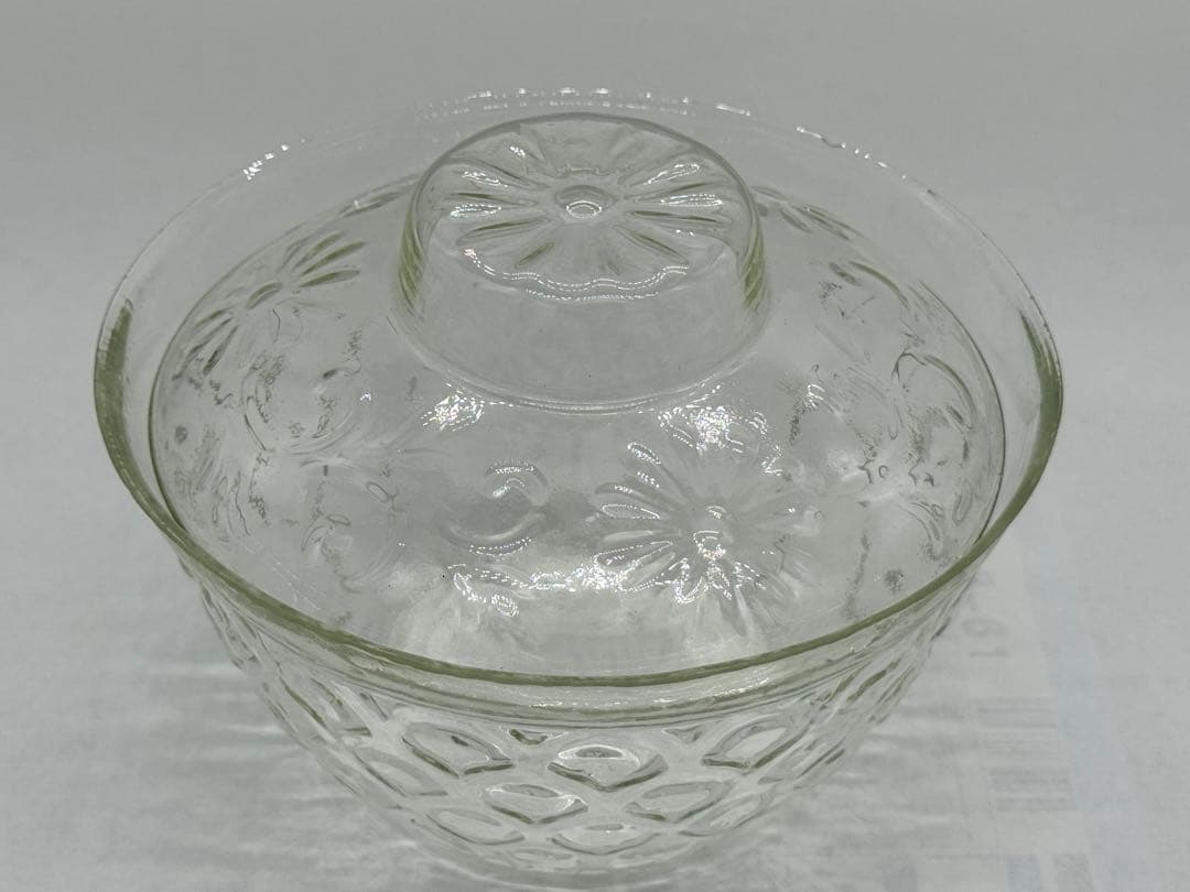 江戸時代　型吹きガラス蓋碗　江戸ガラス　鉛ガラス