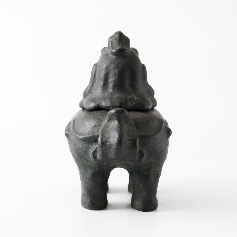 李王家 朝鮮美術品製作所謹造製 古銅 獅子香炉 2836g高さ22㎝李朝中国美術