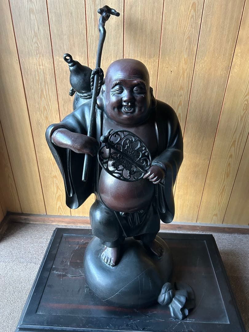 栄山作 布袋尊 鋳銅 ブロンズ像 約20kg 七福神 縁起物 置物 仏像 骨董