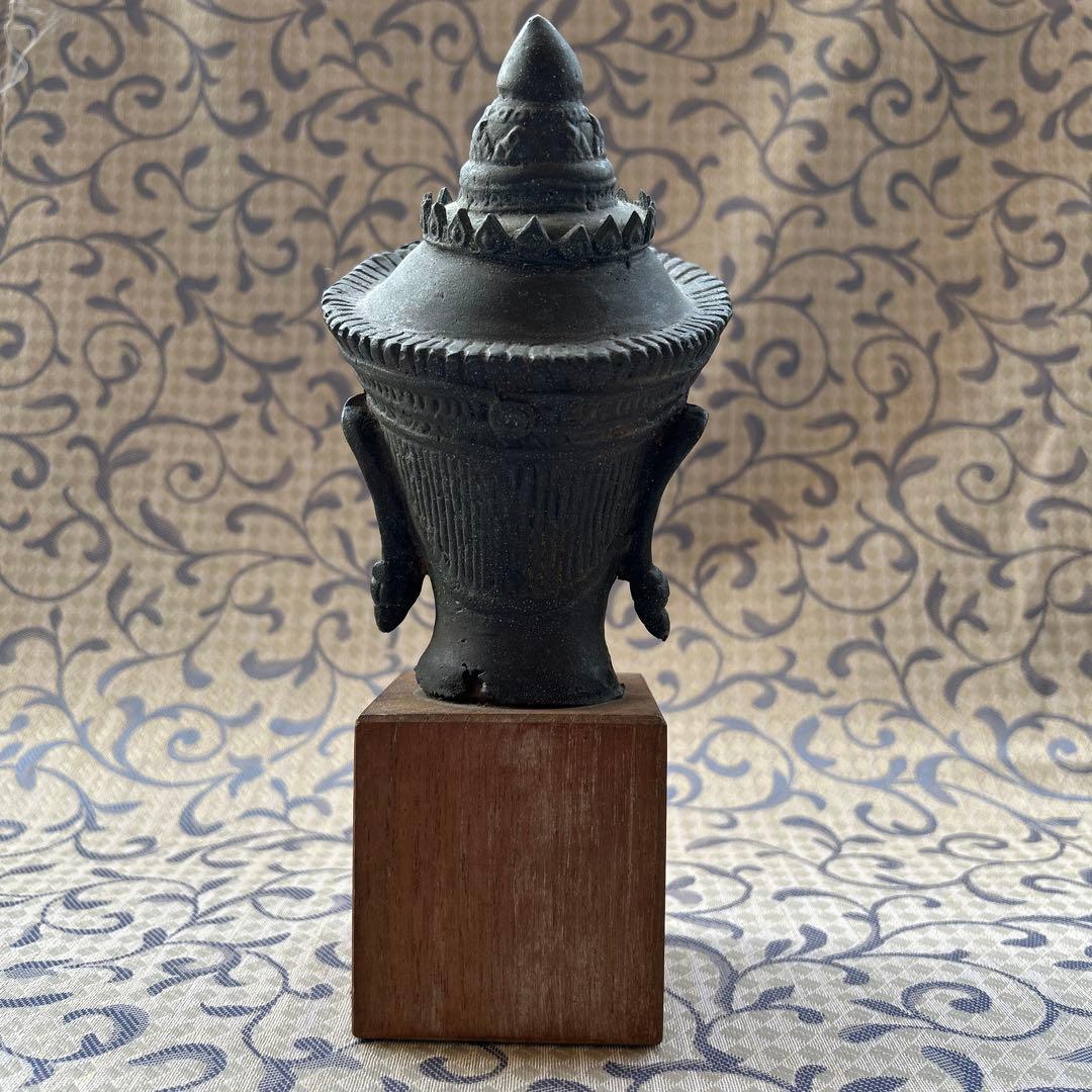 青銅製クメール仏像 頭部台座付き