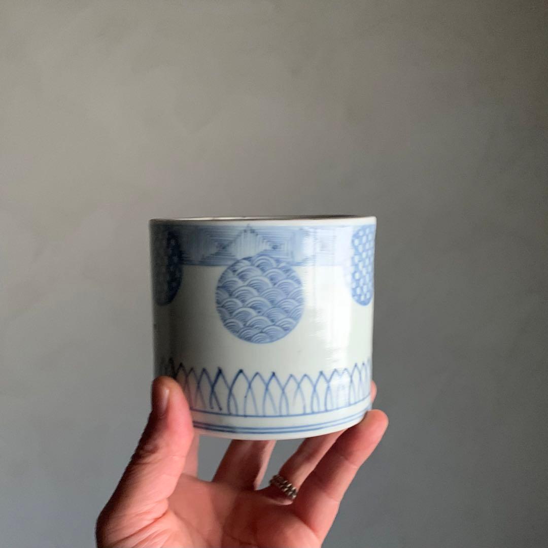 染付 丸紋 筒茶碗 火入 古美術 古伊万里 古道具 アンティーク