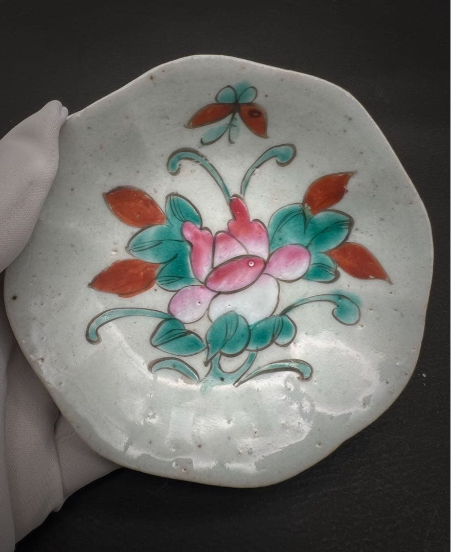 中国美術 古玩 清代 人物花紋樣 高足盤2点