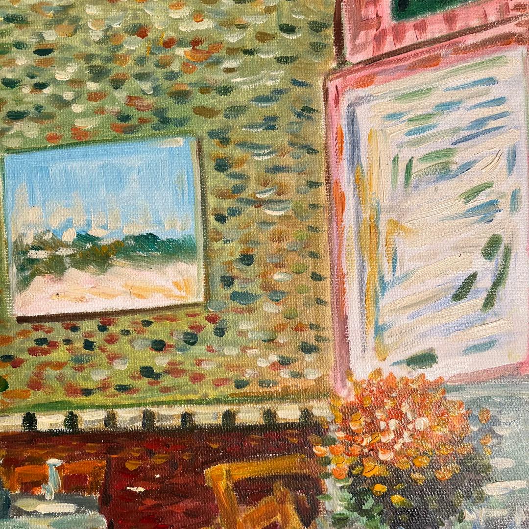 ★秀作★手描き油絵 ゴッホ レストラン内部 額付 肉筆絵画 インテリア 油彩画