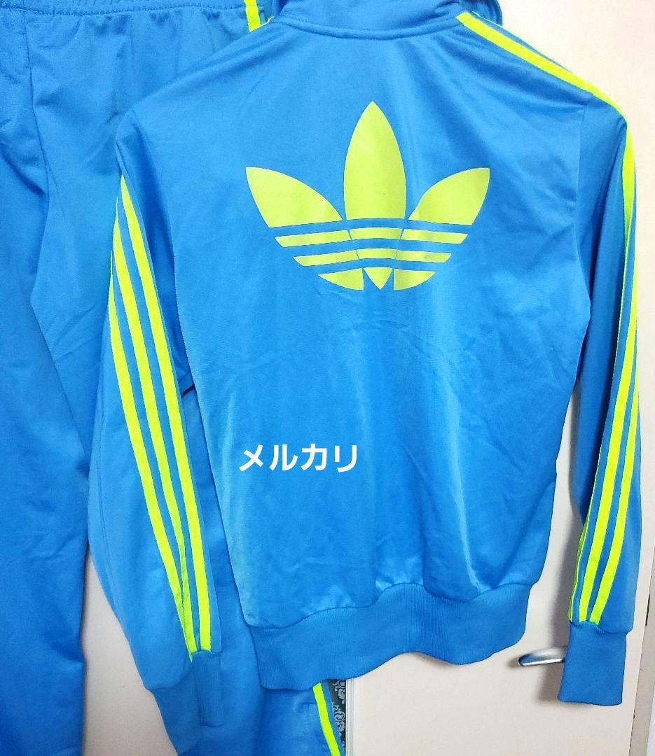adidas セットアップ トラックジャケット L パンツ M 水色 あのちゃん