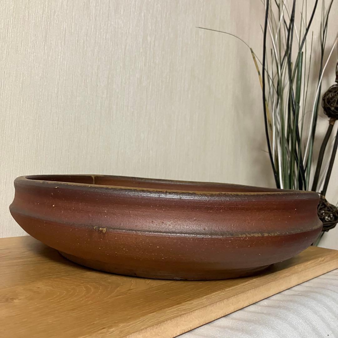 備前焼　大型水盤　花器　生花　的野求造