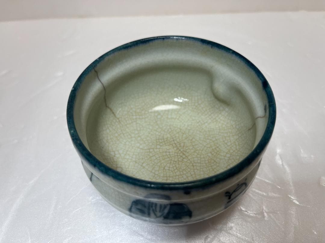 骨董　膳所焼　安南　茶碗　賢人絵　茶道具