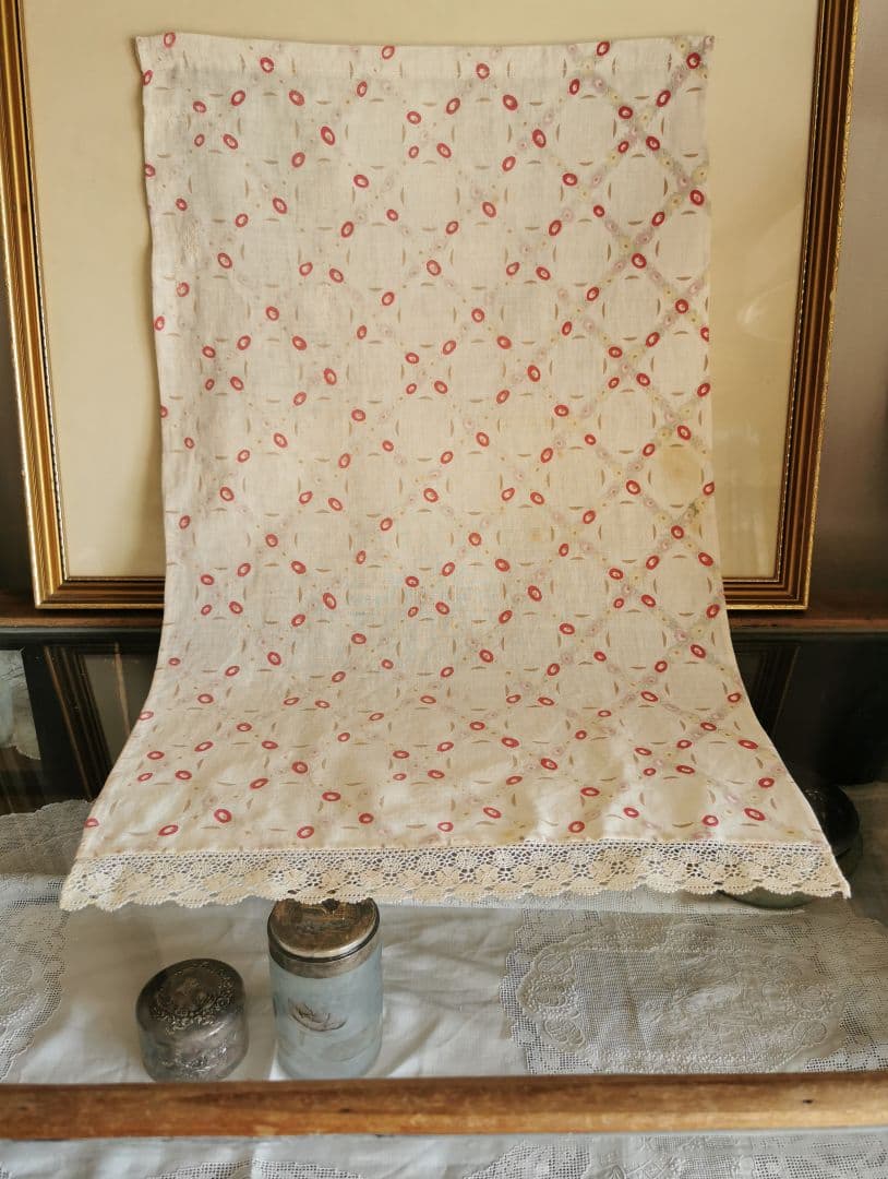 アンティーク トレリスローズ花柄フレンチファブリック レース装飾カーテンパネル