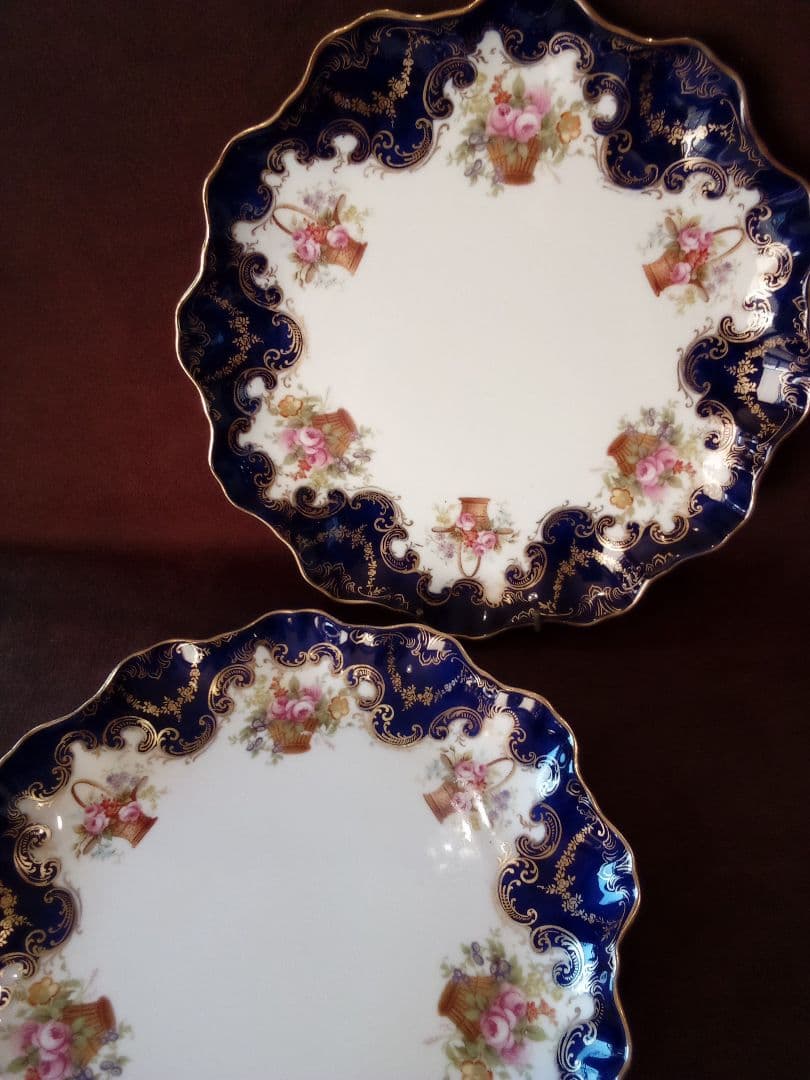 イギリス ロイヤルドルトン キャビネットプレ—ト ペア 1920年代