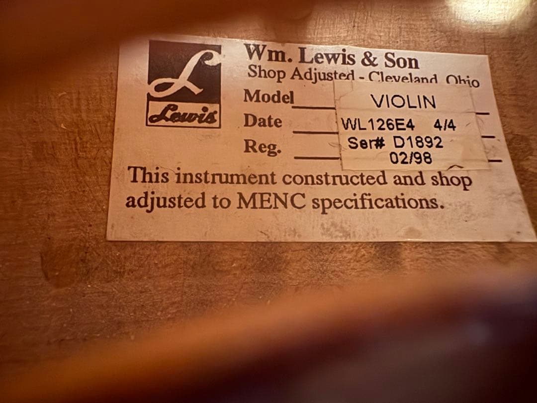 William Lewis & Son Co. バイオリン　4/4