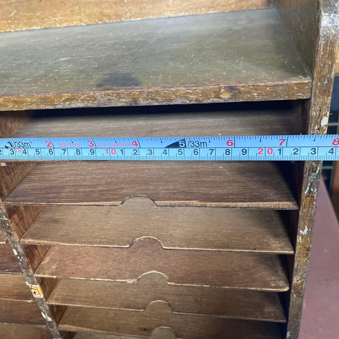 昭和レトロ　カルテ棚　木製 収納ラック 12段 引き出し付き