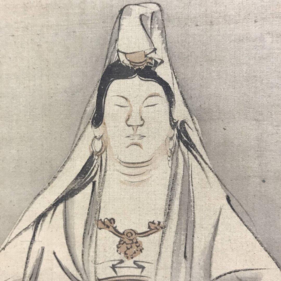 真作/松村景文/巖上白衣大士図/観音図/掛軸☆宝船☆AK-268