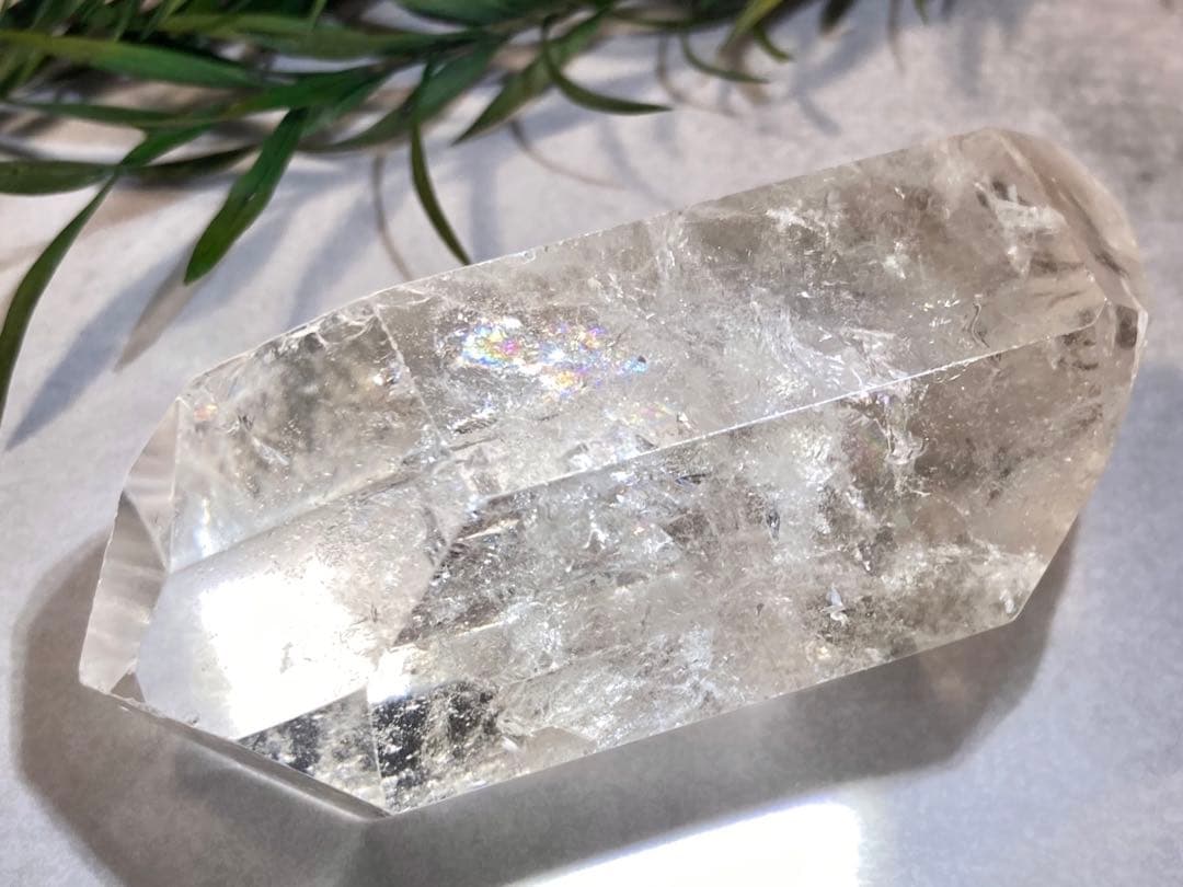 心の安定✨　レインボー　ピンク　スモーキークォーツ ダブルポイント　ポリッシュ