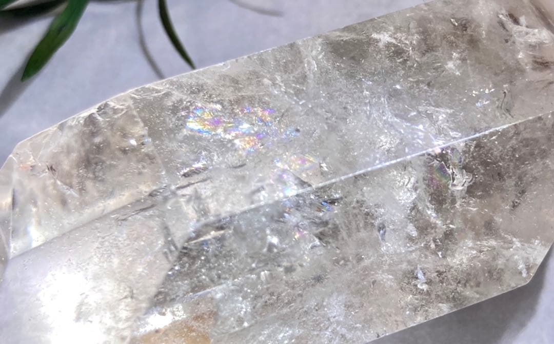 心の安定✨　レインボー　ピンク　スモーキークォーツ ダブルポイント　ポリッシュ