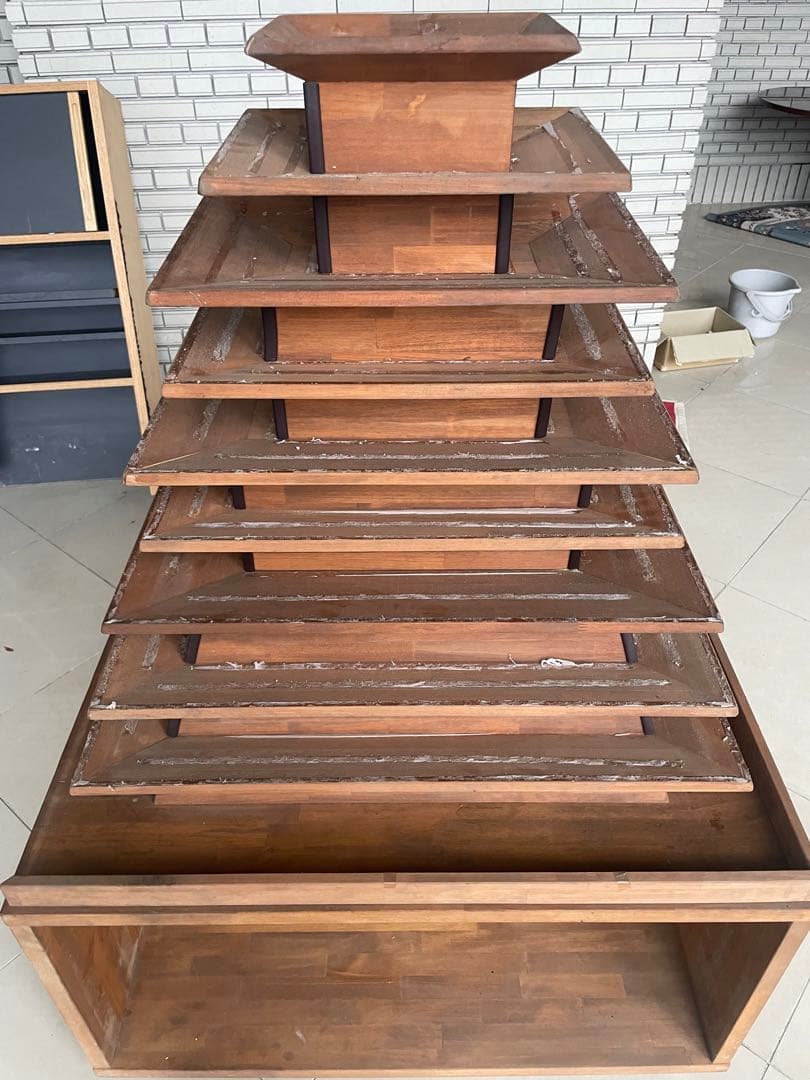アンティーク　木製１０段の塔　ディスプレイ　引き取りのみ対応