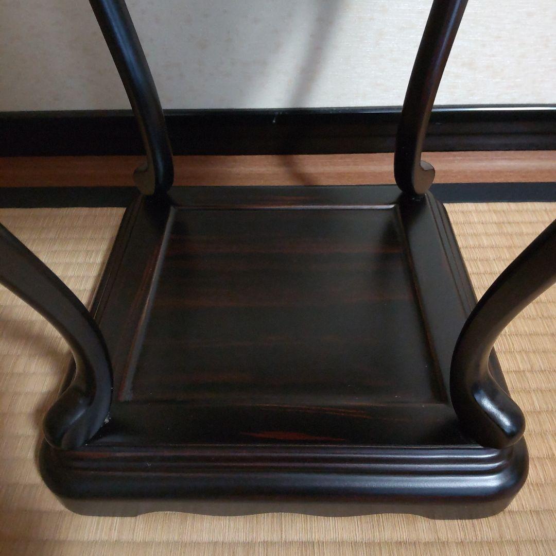 唐木 黒檀 高卓 透かし彫り唐木台 香炉台 花台 飾台