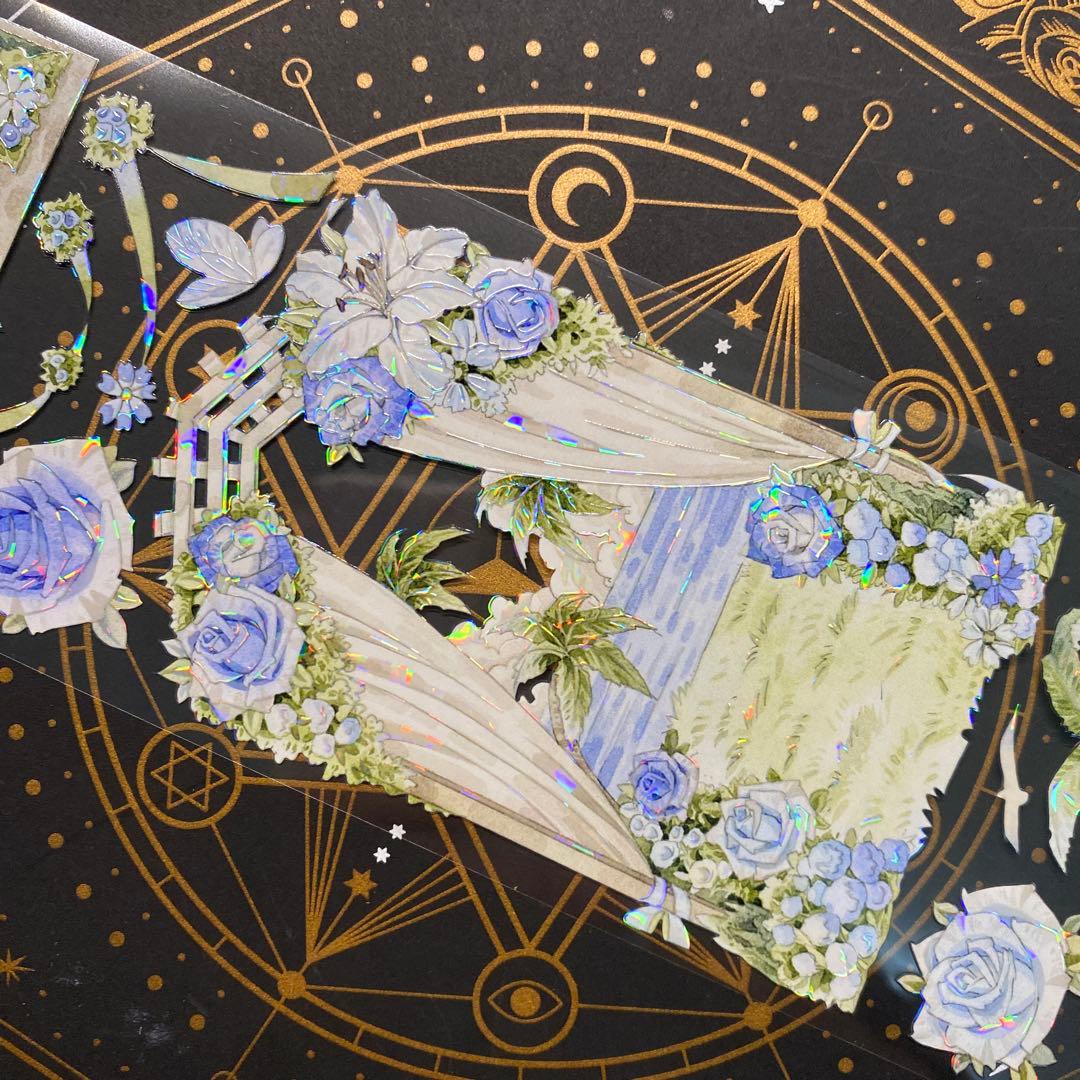 【9146】海外　マステ　中古巻　貝殻光マスキングテープガーデン　海　花　装飾系