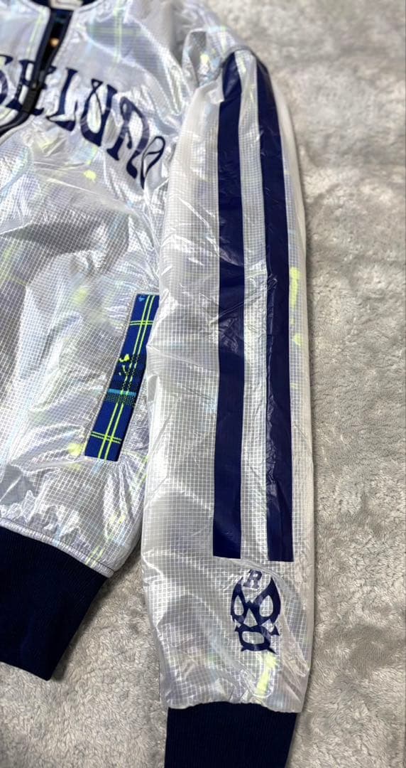 ラッセルノ ブルゾン 2重素材 表ナイロン100% シアー ブルーチェック柄 L