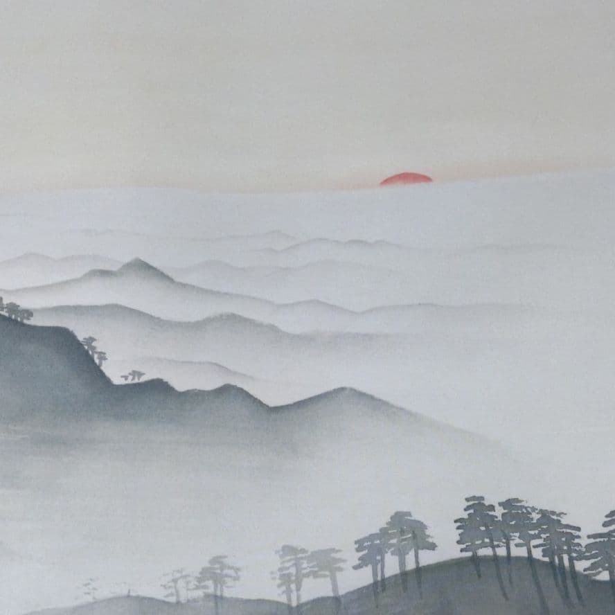 川合玉堂　掛け軸　黎明