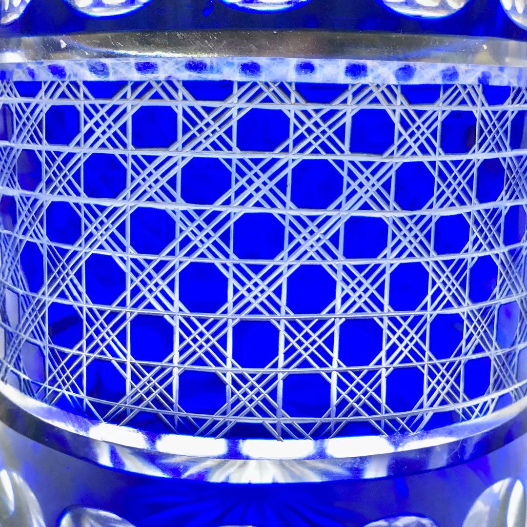 青色硝子　切子細工