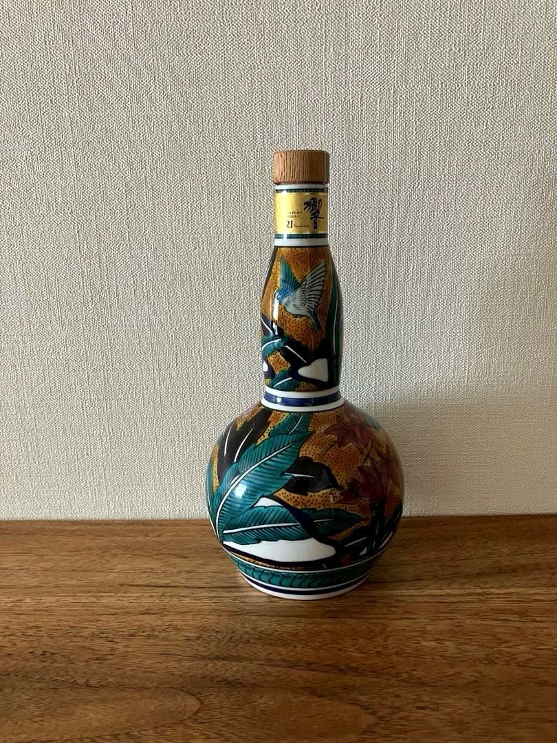 【空瓶】 響 21年 九谷焼 吉田屋風春秋図 陶器