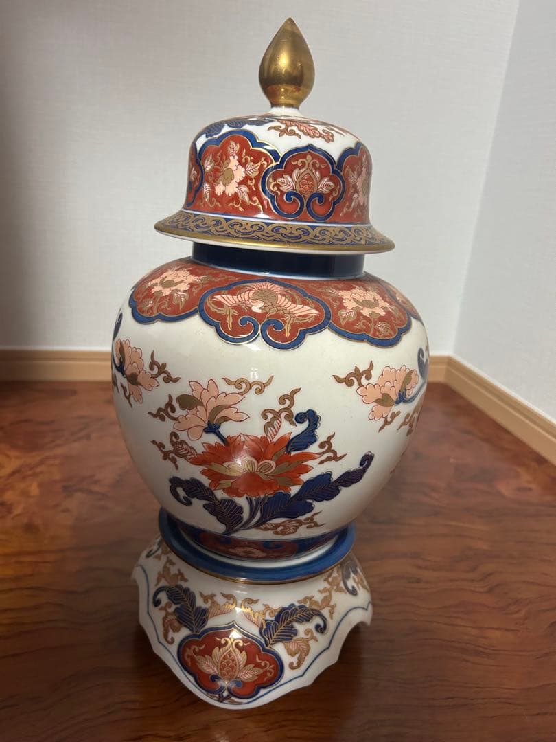 陶器製 壺型時計 花柄