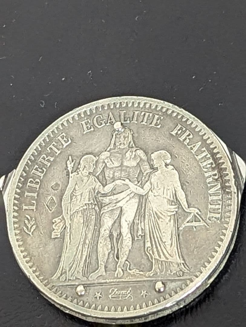フランス銀貨ナイフ、ヤスリ、ハサミ付き