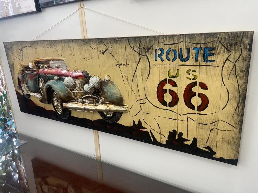アメ車　アートパネル　油絵風　絵画　壁面装飾　3Dパネルアート　ペイント　壁掛け