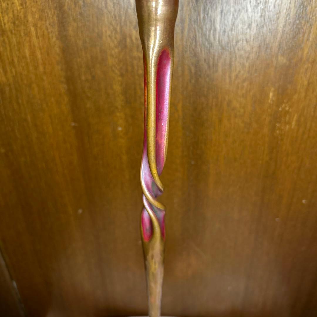 極稀少ZONAビンテージヘッセルスタジオキャンドルスタンド銅製手打槌目緑青仕上げ