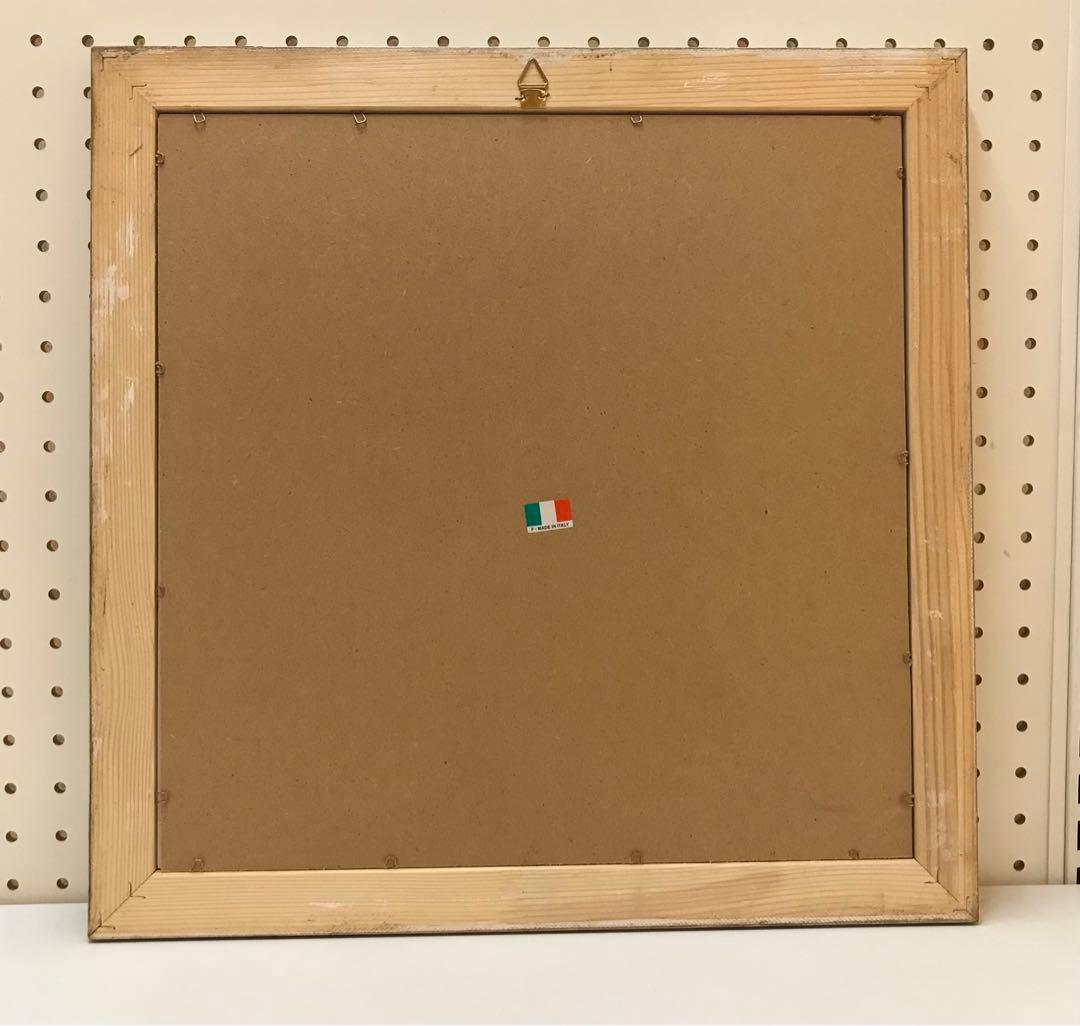 イタリア製　額絵　赤いティーポットと薔薇