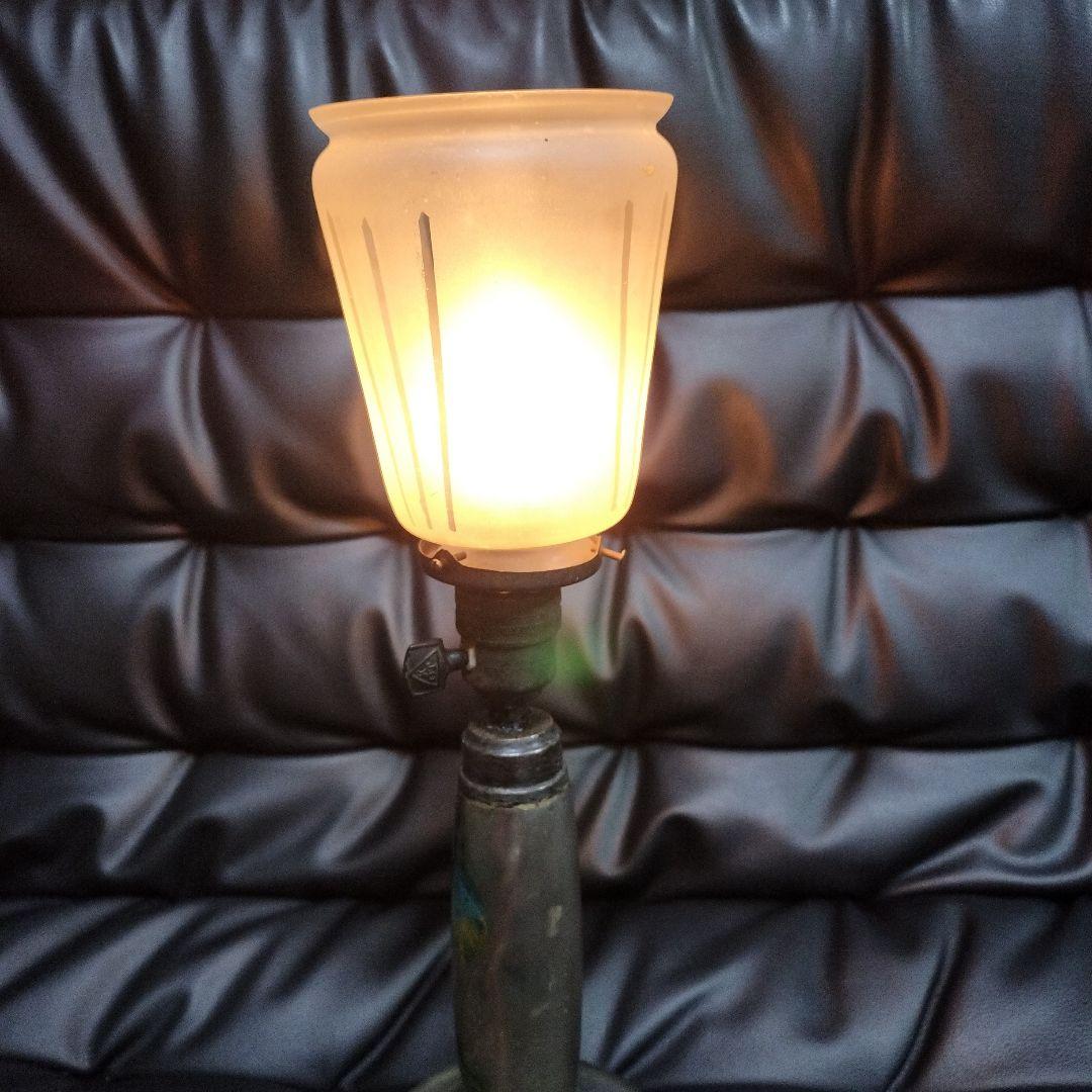 アンティーク 電気ランプ 上海 手描 ガラス 骨董 古美術 中国