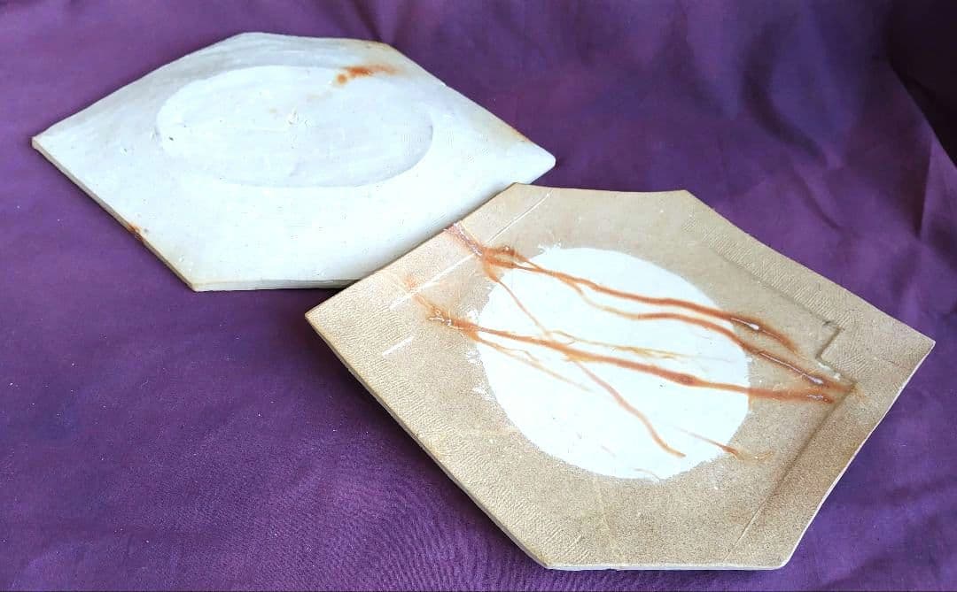 備前六角平皿二枚組 (未使用 新品同様)