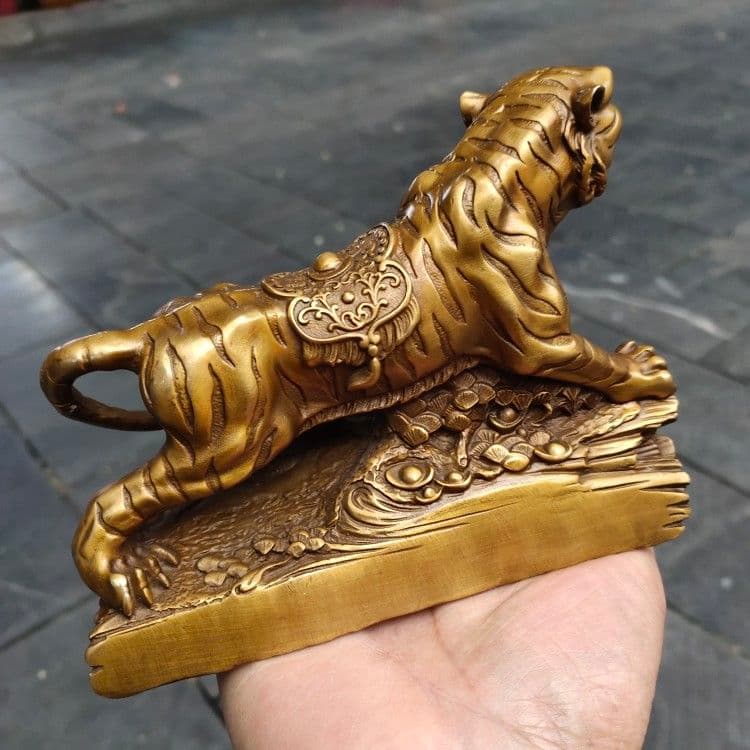 銅制 干支虎 虎嘯生財 家庭 事務室 机面 置物 装飾品 現代工芸品