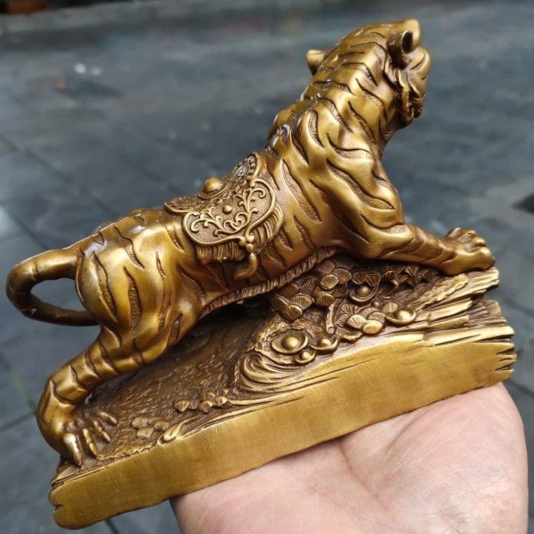 銅制 干支虎 虎嘯生財 家庭 事務室 机面 置物 装飾品 現代工芸品