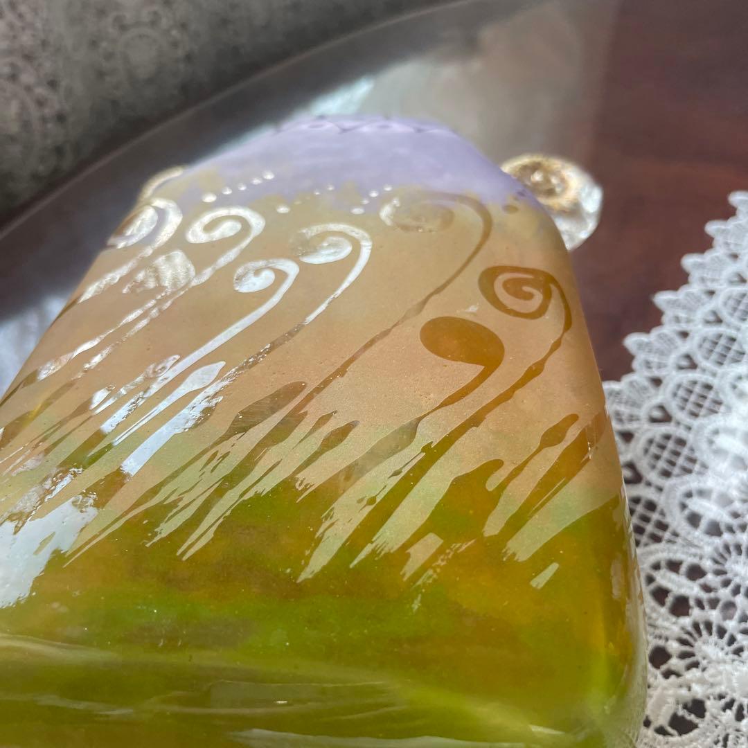 耳付　角花瓶　ガラス工房　アンティーク風　花瓶