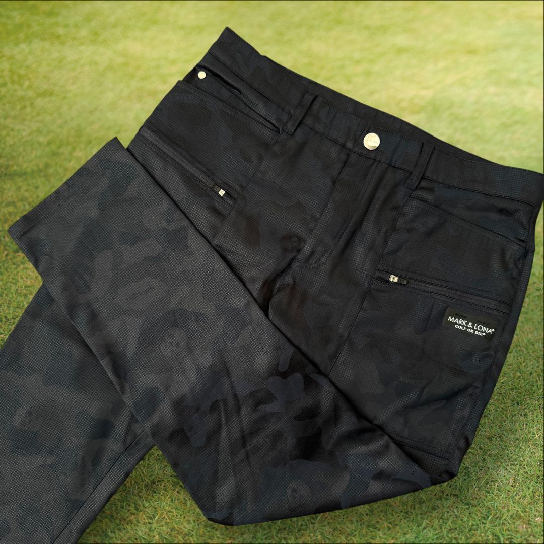 現行タグ　マークアンドロナ　パンツ　迷彩　紺　ネイビー　総柄　XL〜XXL相当