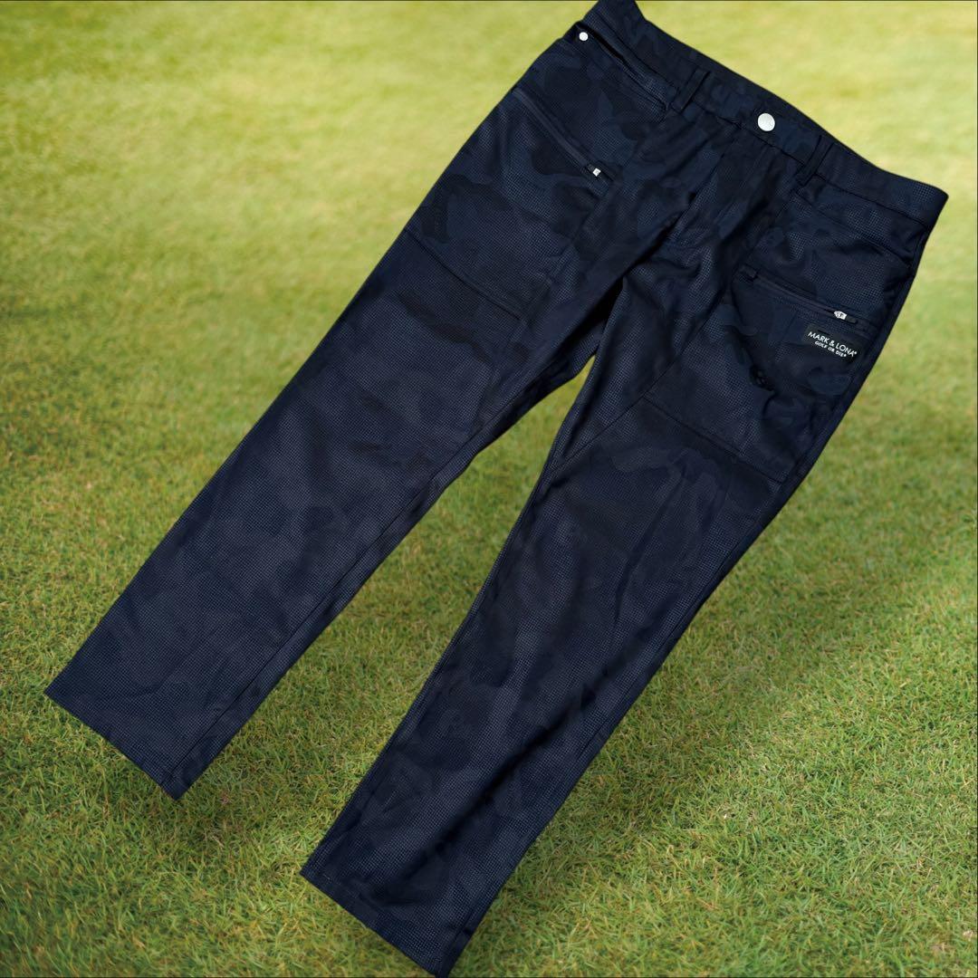 現行タグ　マークアンドロナ　パンツ　迷彩　紺　ネイビー　総柄　XL〜XXL相当