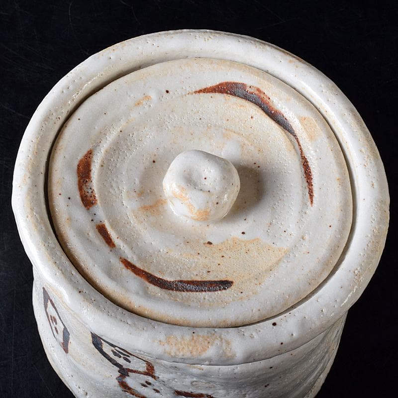 Gojyo人間国宝荒川豊蔵作　絵志野　水指　仕覆付　共箱　D　R8739B