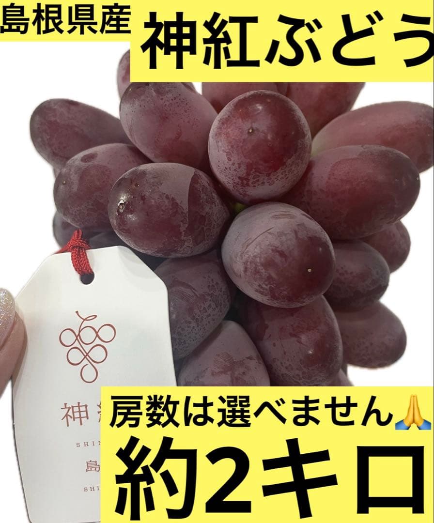 ① 【島根県産】神紅(しんく)ぶどう約2キロ(3〜4房)