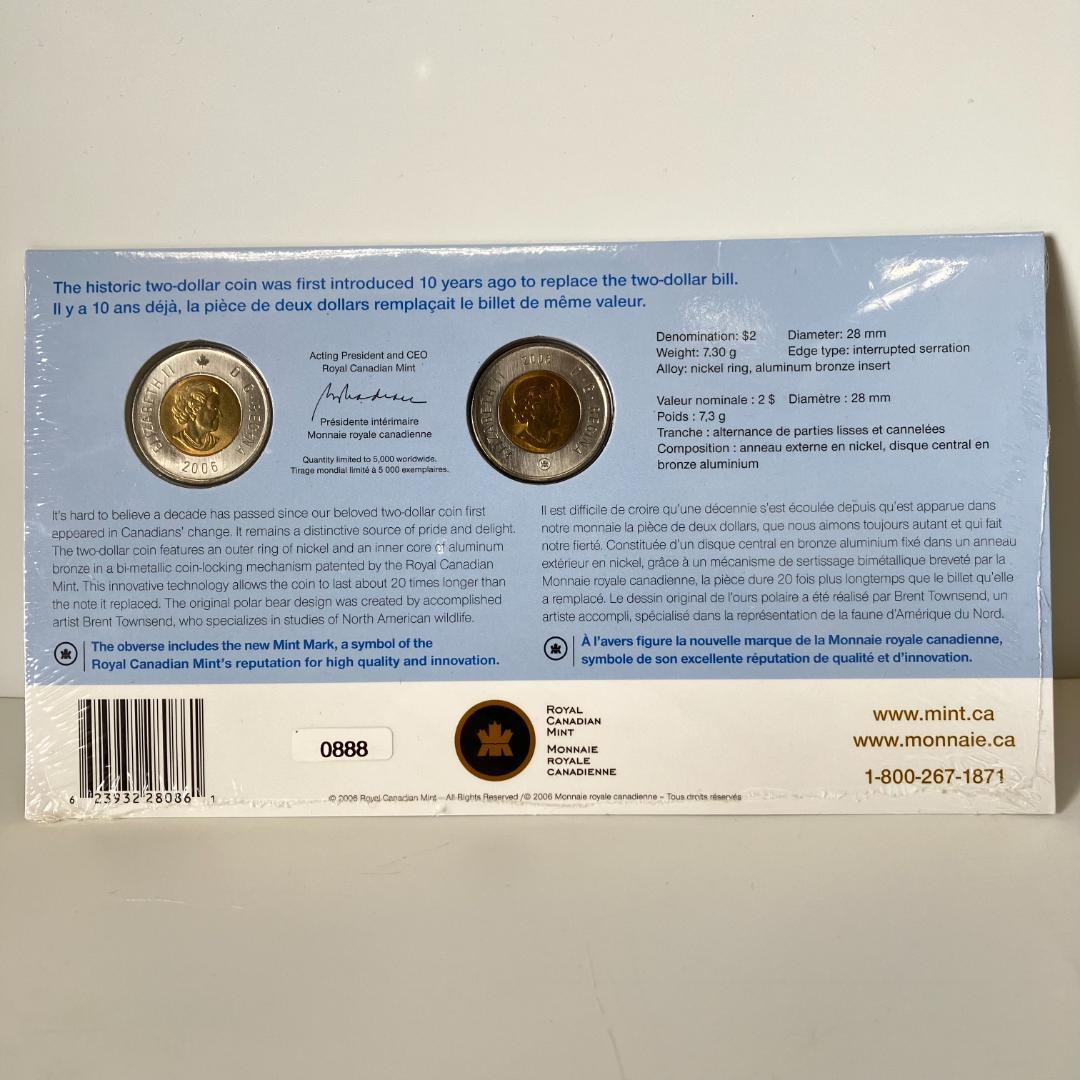 カナダ王立造幣局発行 2ドル（トゥーニー/Toonie）10周年記念