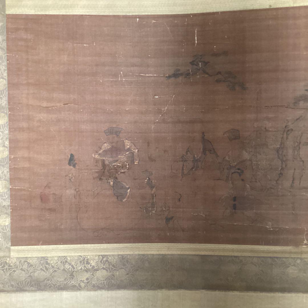 狩野探信　　絹本着色　七福神之図　　軸先木　合箱　掛軸一幅 レアな作品