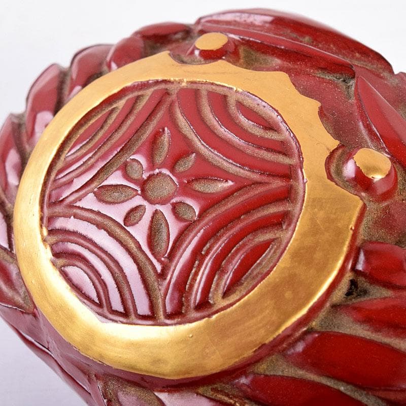 くりのぼう　高岡漆器　木彫師　般若勉（雲舟）作　蟹香合　共箱　V　8480