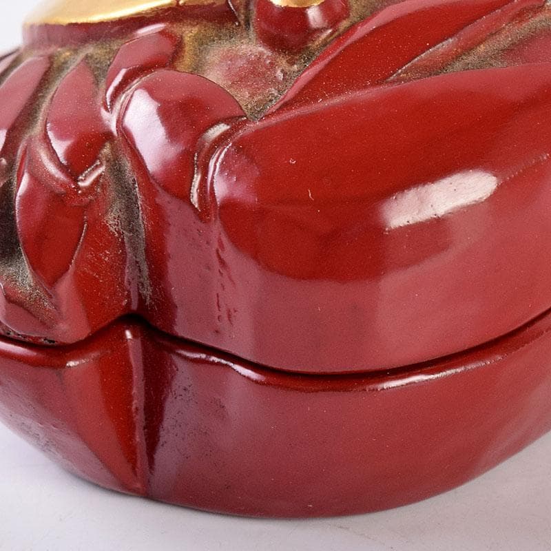 くりのぼう　高岡漆器　木彫師　般若勉（雲舟）作　蟹香合　共箱　V　8480