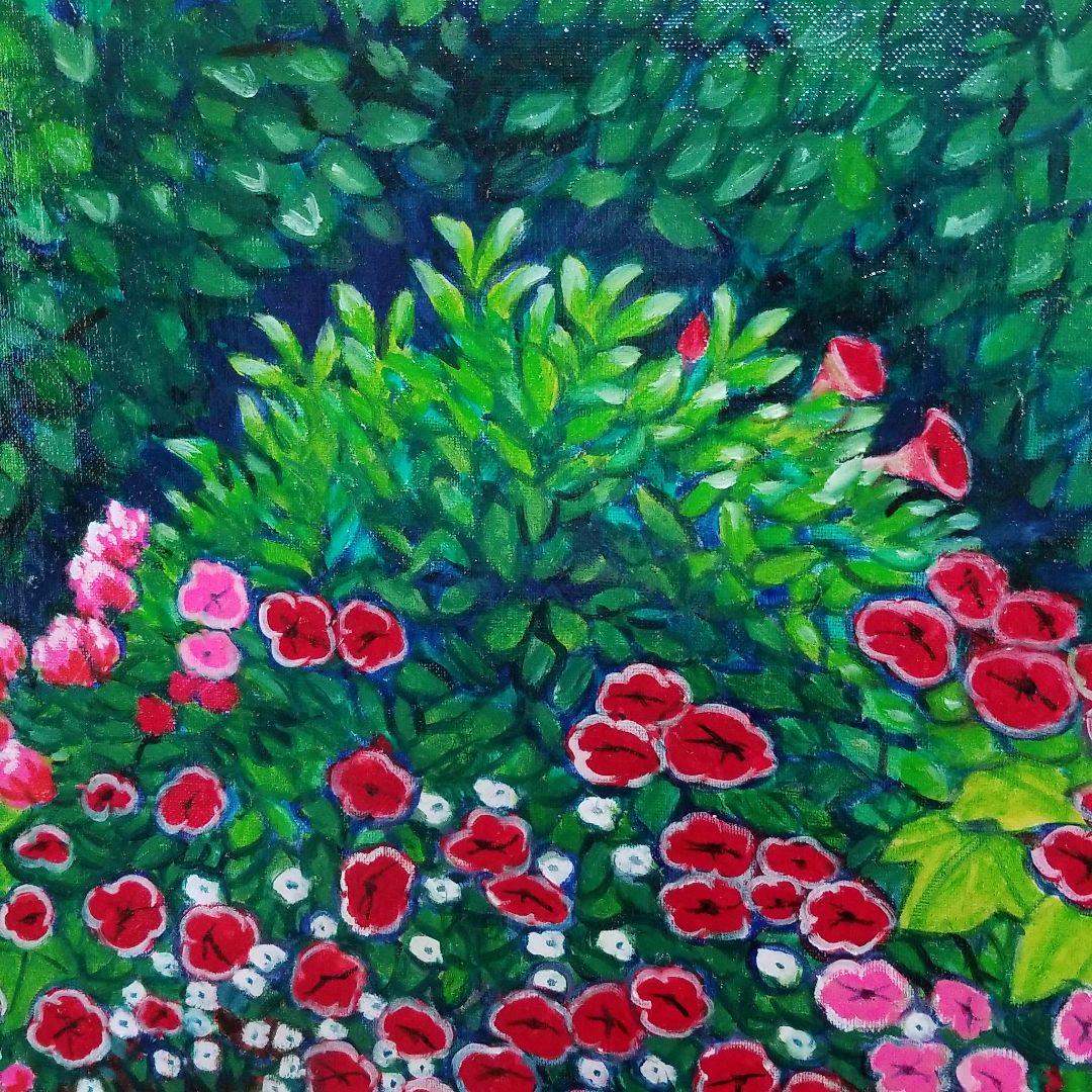 油絵　専用　ペチュニアが咲く寄せ植え　大キャンバス