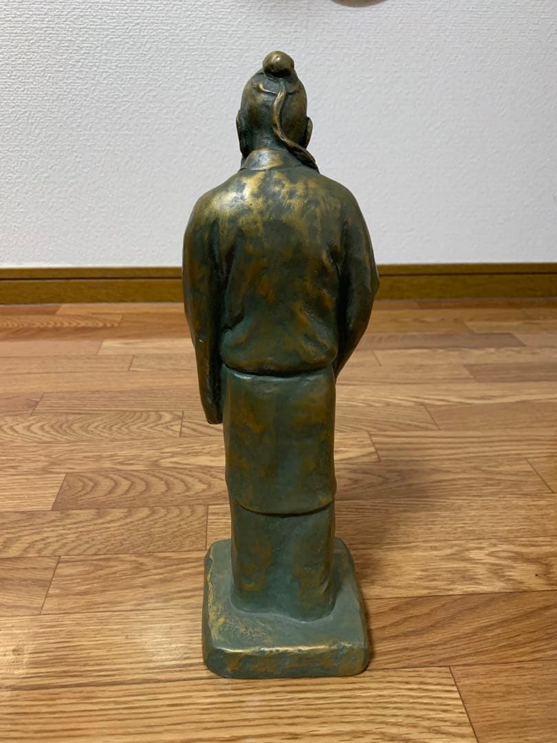 題：不老長寿　青銅製中国人物像 木箱付き 縦29cm