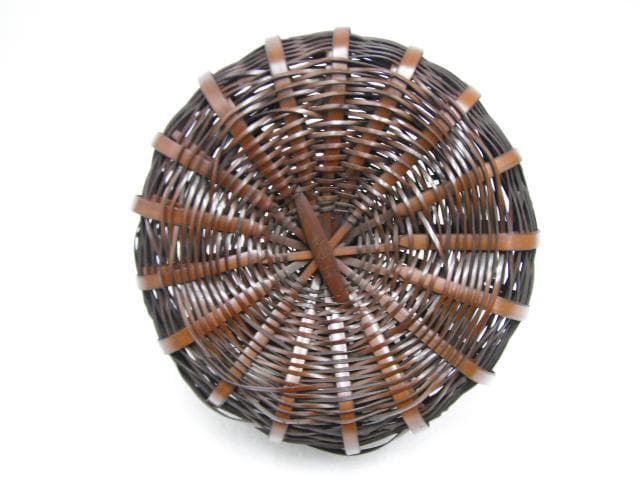 283/竹工芸 梶原光峰 茶道具 竹編み籠 虫籠 花籠 花入 一輪挿し