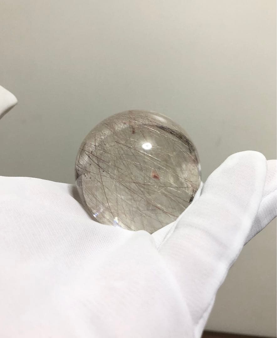 【希少レア】超大玉　50mm 155g ルチルクォーツ　丸玉　スフィア 水晶