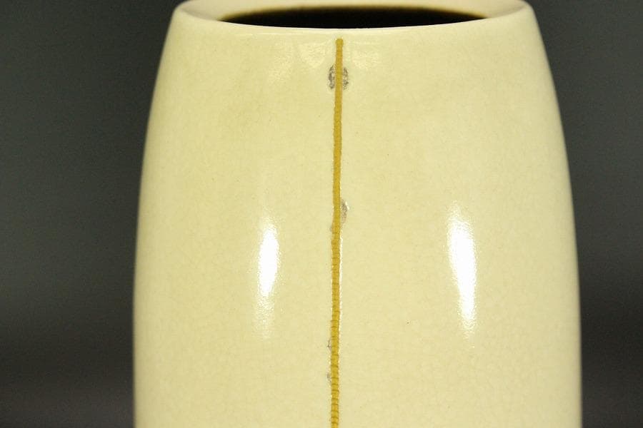 伊藤陶山造 粟田金彩花瓶 在印 共箱(LC501)