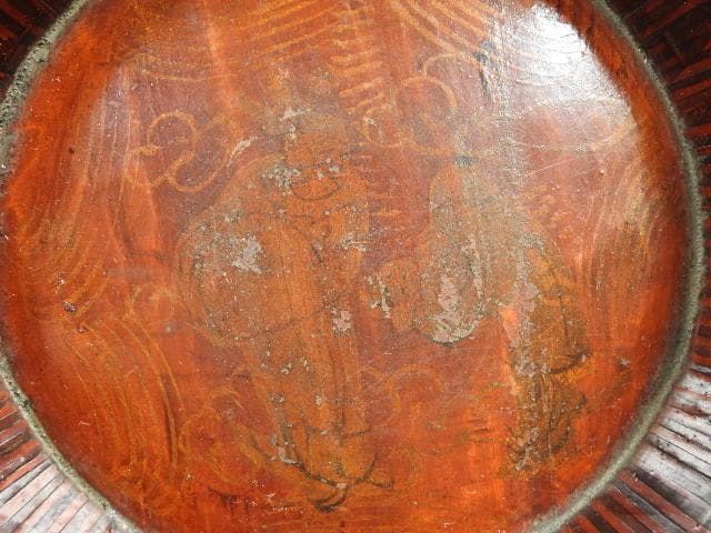 寄木盆　大小　人物鳳凰　M722