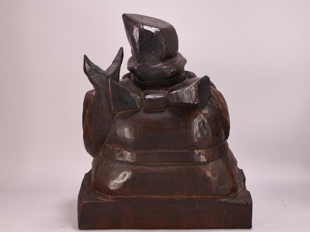 BK201　時代木彫　江戸期　大隅源義縄 作　恵比寿像　大黒像　玉眼　江戸ガラス